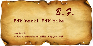 Bánszki Füzike névjegykártya